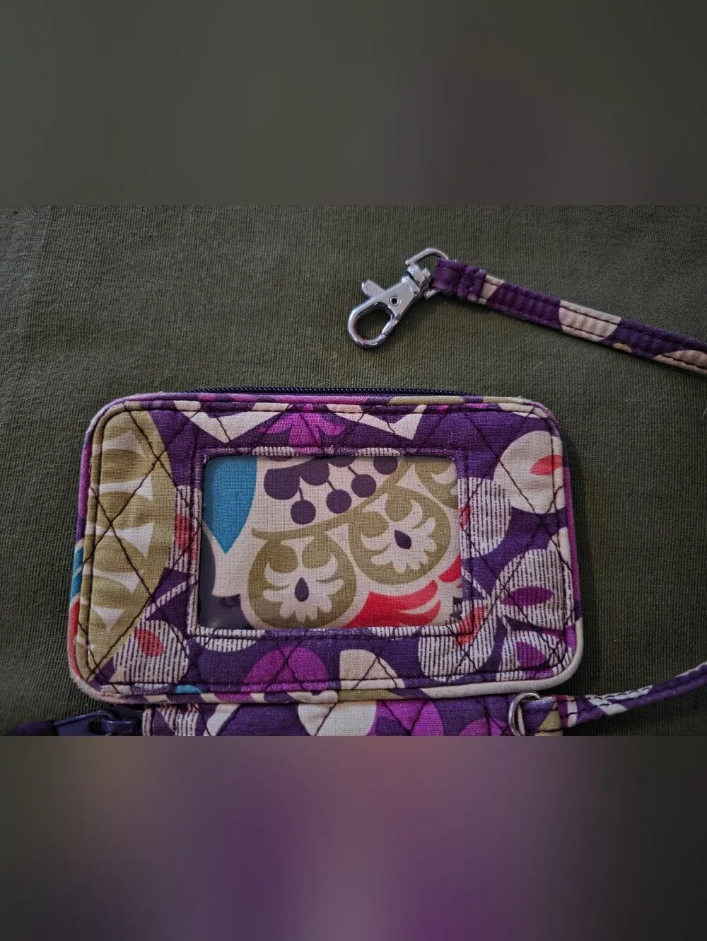 Vera Bradley Purple Floral Quilted Wristlet Wallet with Strap